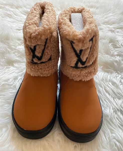 LOUIS VUITTON Snowdrop Flat Ankle Boot Brown Size 37