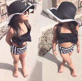 Kids Black and White High Waisted Bikini