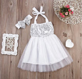 FINAL SALE! Adeline White and Silver Sparkly Dress